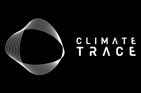 ClimateTRACE logo in white on black backgound