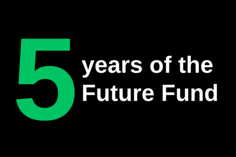 Graphic with text: 5 years of the Future Fund 