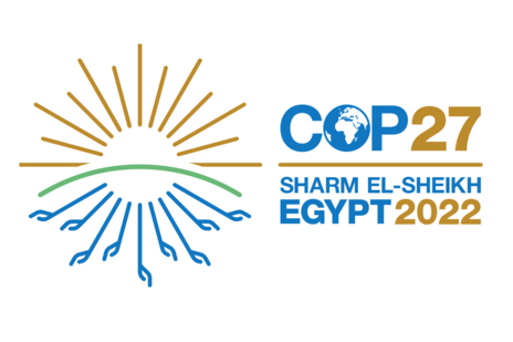 COP27 logo with text: COP27 Sharm El-Sheikh Egypt 2022