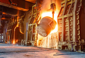 molten steel is poured into furnance